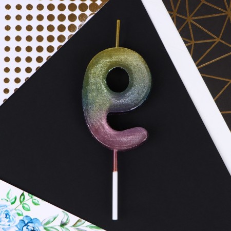 Candle for the cake, number "9", 10 x 3.5 cm.