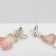 Earms enamel "Bear" and heart, romance, white-pink color in gold
