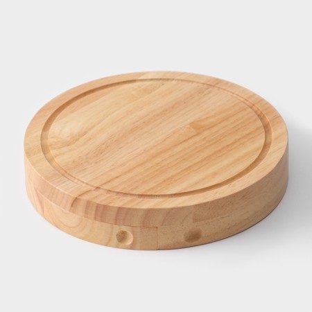 Set for feeding cheese, 4 knives, board, 19.5 × 19.5 × 3.5 cm, oak-5