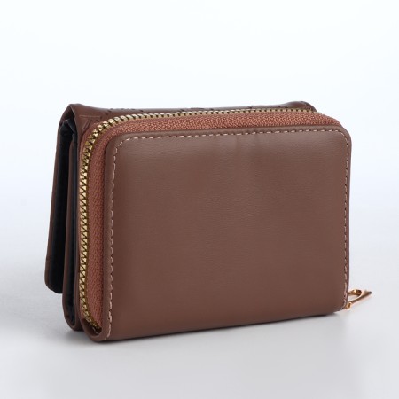 Women's wallet on the button, brown color-1