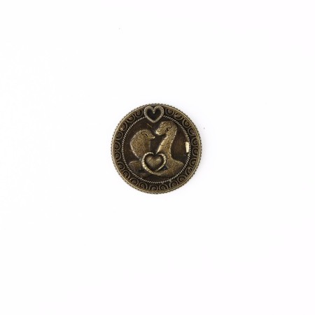 Coin Brass "Love and Happiness", Diam 2.5 cm-3