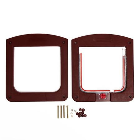 Animal door with 4 modes, opening 15x15.5 (total 22.5x20 cm), dark brown-5