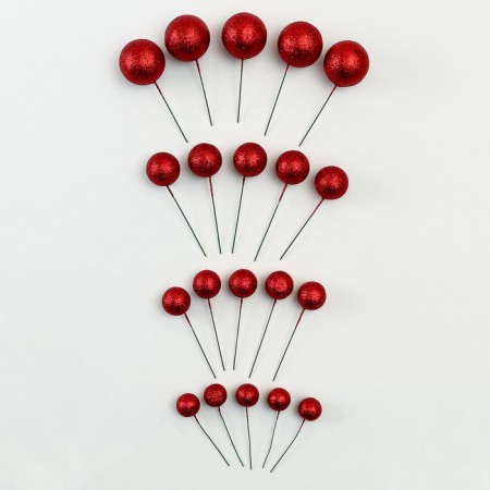 Set for decoration "beads", set 20 pcs, red color-2