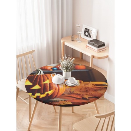 The tablecloth on the table “Smass -ky pumpkin”, round, oxford, elastic band, size 120x120 cm, diameter 75-100 cm-2