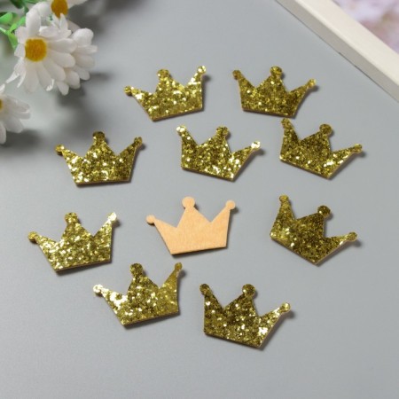 Decor for the creativity of the felt shine "Crown" gold 2.8x4 cm-1