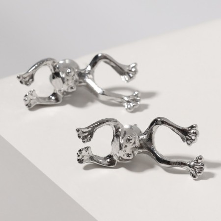 Earrings Metal "Frog", color silver-1