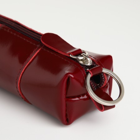 Pocket Key on the zipper, Textura, length 12.5 cm, ring, burgundy color-3