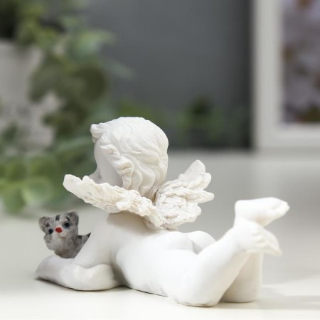 Polystone souvenir "Snowthrough angel with a colored striped cat" 5x4.5x9.6 cm-3