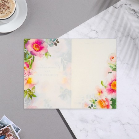 Postcard "Happy Birthday!" glitter, flowers-1