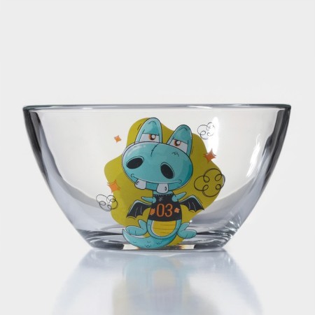 Breakfast Set "Faithful Friends", 3 items: mug 200 ml, salad bowl 450 ml, plate, MIX drawing-2