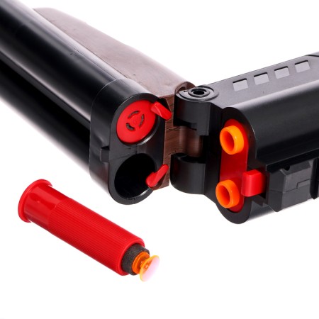 The gun "double -barreled", with sleeves, shoots soft bullets-4