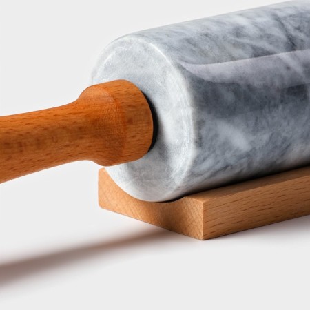 Magistro marble rolling pin, with a stand, 45 × 5 cm, white color-4