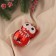 Jewelry decoration "Owl with big eyes" (set 2 pcs) 8.5x5 cm, red