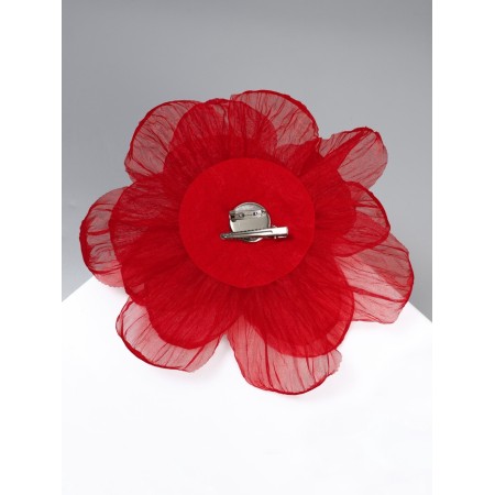 Tekstil “flower” brooch voluminous, weightless, red color-1