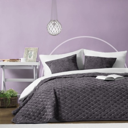 Bedspread with pillowcases "Tina", size 230x250 cm, dark gray color