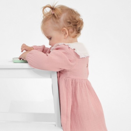 Dress with a collar crumb I am Muslin, 74-80, powder-12