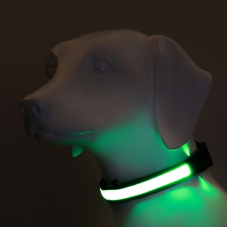 Collar with backlight Flash 3 glow modes size L, Osh 45-52 x 2.5 cm Green-1