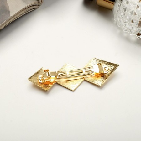 Liberty-automatic hairpin "Liberty" rhombuses, 8 cm, white-golden-1