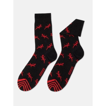 Men's cotton socks diwari happy "lizards", size 25, color black-1