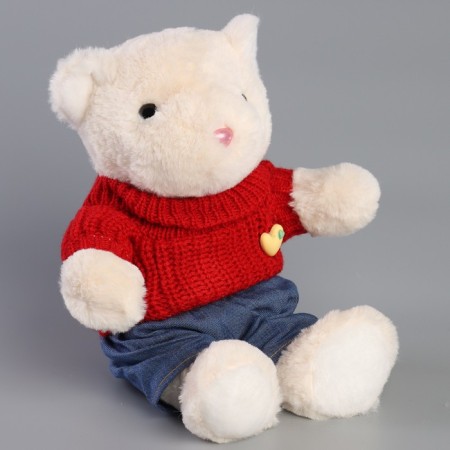 Soft toy "Little Friend", New Year's bear in a red sweater-3