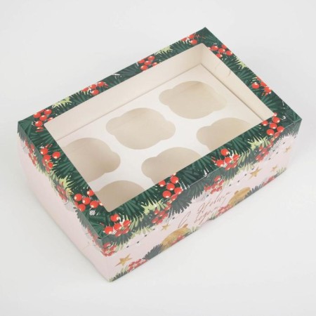 Box for Capcakes "New Year Gift" 17 x 25 x 10cm, New Year-3