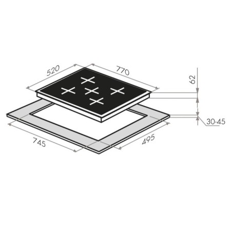 Hon surface Maunfeld EVI.775-FL2-BK, induction, 5 firepower, sensor, black-1