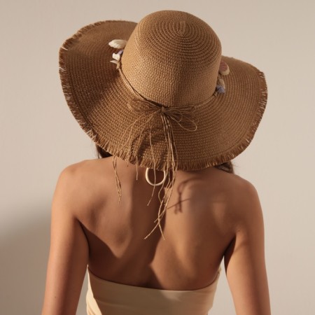 Women's hat minku "sea", size 56-58, beige color-1