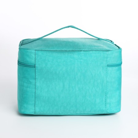 Cosmetic bag with zipper, turquoise color-1
