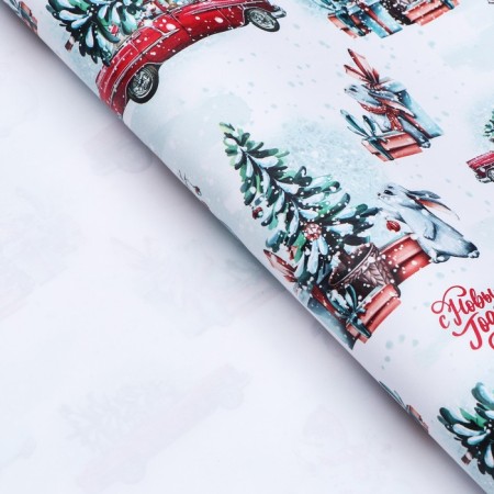 Glossy packaging paper "New Year's forest", 70 x 100 cm-2