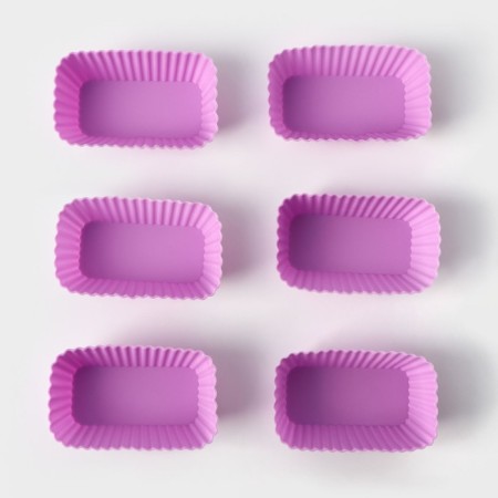 A set of baking forms “Rib. Rectangle ", silicone, 8 × 4.5 × 2.5 cm, 6 pcs, color mix-3