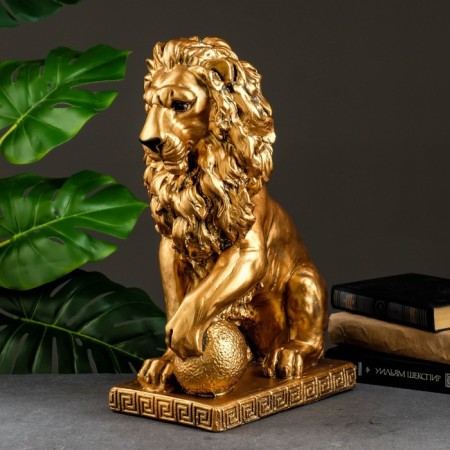 Figure "Leo sitting with a ball" bronze, 29x18x45cm-3