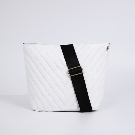 Bag Cross-Bodi with a zipper, white color-3