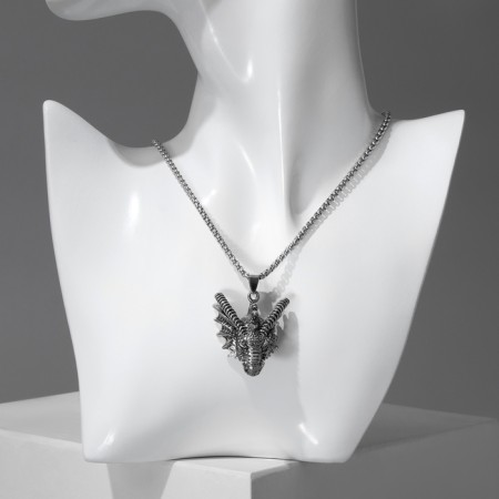 Pendant "Dragon" Muzzle, color black silver, l = 70 cm-4