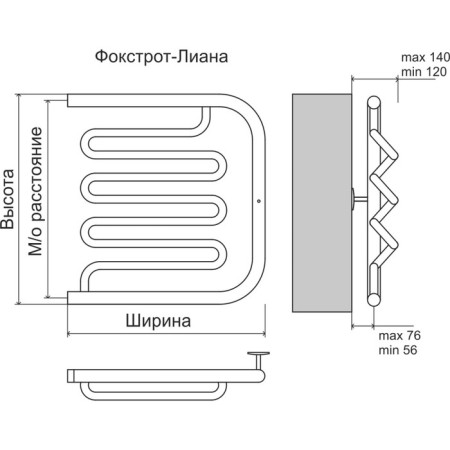 Terminus water heated towel rail "Foxtrot-liana Aisi", 500x600 mm, chrome-2