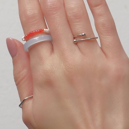 Ring set 4 pieces of “jeepy” 1 on phalanx, beads, color pink-blue in silver, size 16-17-1