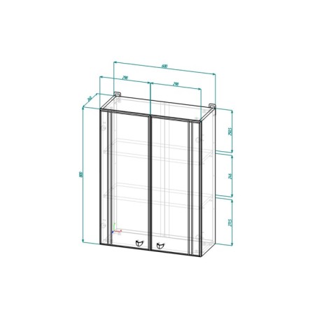 Wardrobe for the bathroom "Tour 6001", 60 x 24 x 80 cm-1