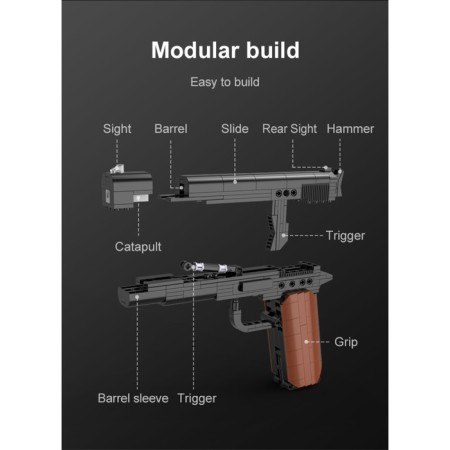 Designer Weapon Techno Pistol, 332 parts, 6 bullets, shoots-7