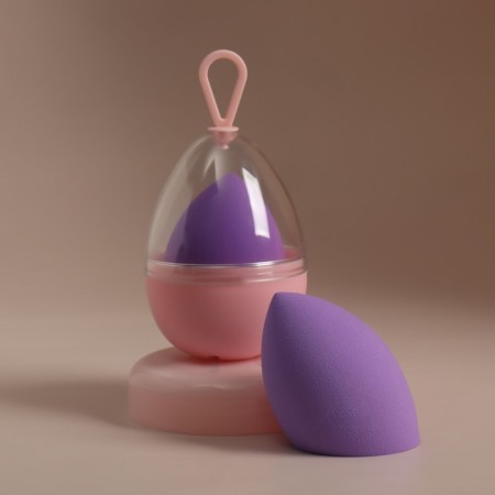 Mowed sponge for makeup “drop”, 6 × 4 cm, increases when getting wet, in the case, the color is purple-6