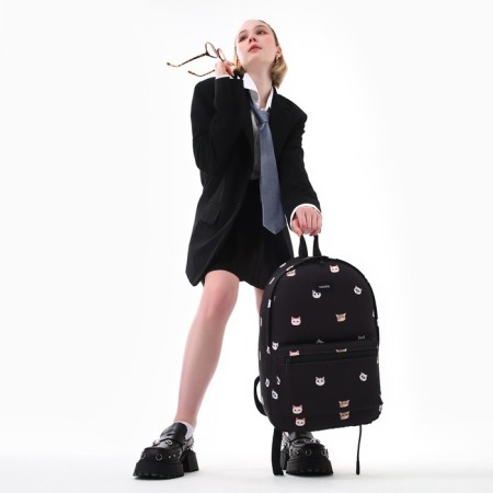 School Textile Backpack "Cats", 42x14x28 cm, black color-8