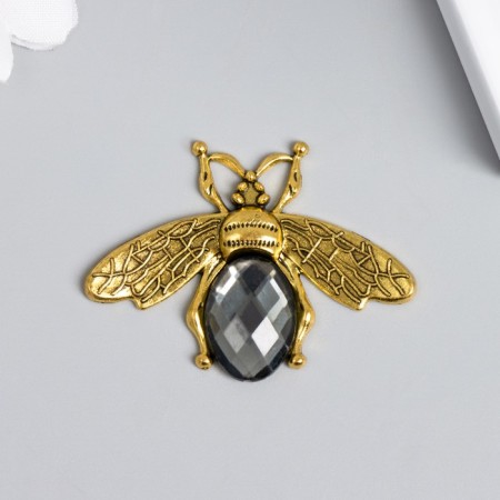 Decor for creativity metal, rhinestones "fly" gold 3.5x4.7 cm