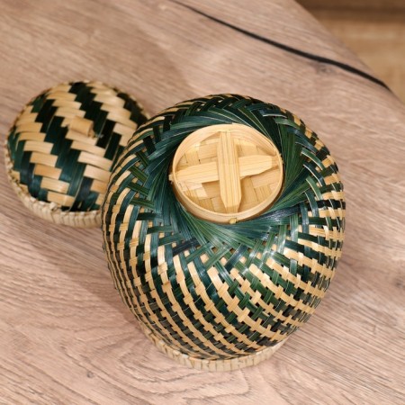VAZ with a lid weaved, from bamboo 15x15x17 cm-5