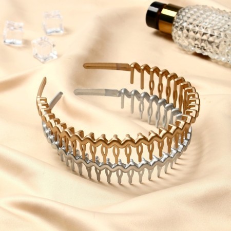 Hair cap "Sheila" wave long cloves, 2.5 cm, silver gold-1