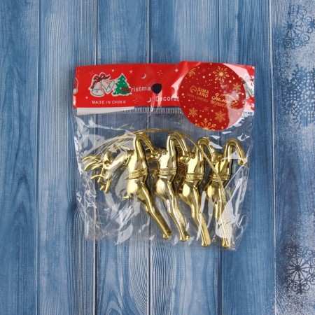 Jewelry decoration "Running Deer" (set 4 pcs) 5x7 cm, gold-2