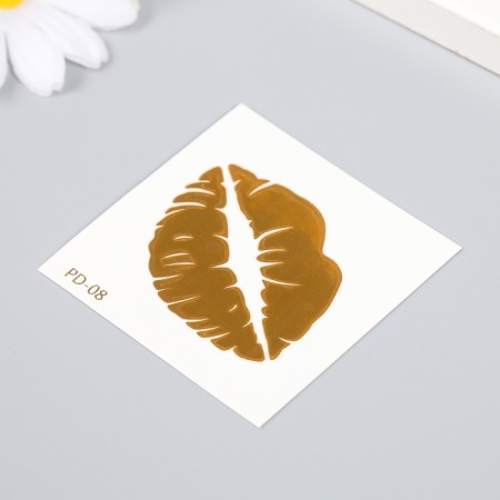Tattoo on the body gold "Lip imprint" 6x6 cm-1