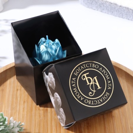 Figure candle "Lotus", 6.6x6.5 cm, turquoise, in a box-2