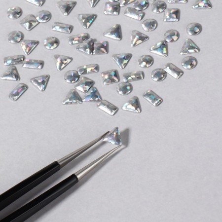 Decorative elements for decor, voluminous, holographic, 12 cells, silver color-1