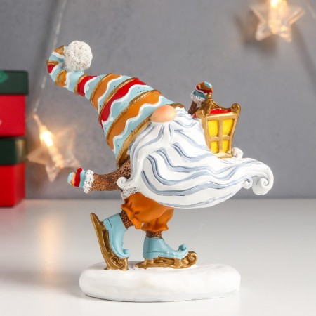 Polystone souvenir "Grandfather Frost on mini-bumps with a flashlight" 13.5x5x11.5 cm