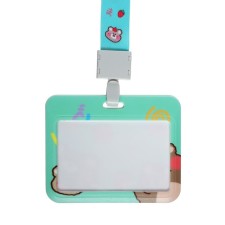 Badge horizontal, external size 10 x 7.8 cm, internal size 5.2 x 8.2 cm, tape 42 cm, with a pattern 