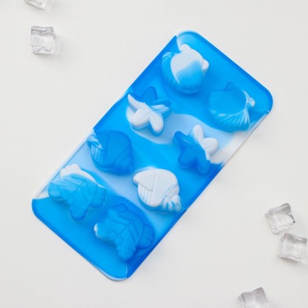 Form for ice and confectionery "shells", 20.1 × 10 cm, h = 2 cm, cell 4 cm, blue color-3