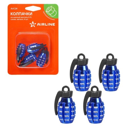 Caps on the tire valve K-5, blue, metal, 4 pcs. AVC24
